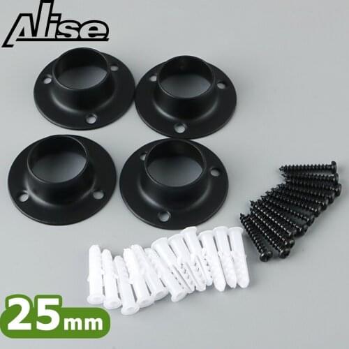 2/4pcs Stainless steel pipe bracket 25 mm Dia Tube support Flange Seat for Wardrobe Hanging Rail Rod Pole Socket End Holder