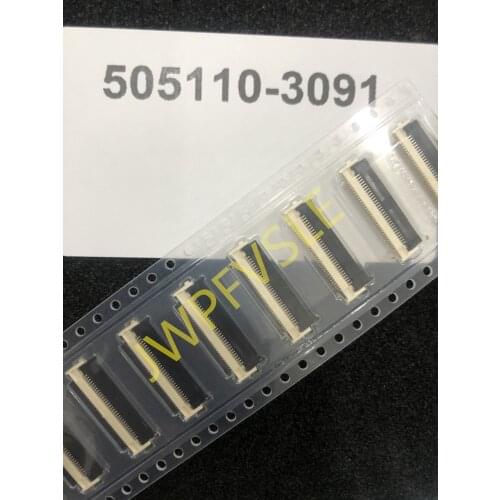 5051103091 30 Position FFC, FPC Connector Contacts, Bottom 0.020" (0.50mm) Surface Mount, Right Angle