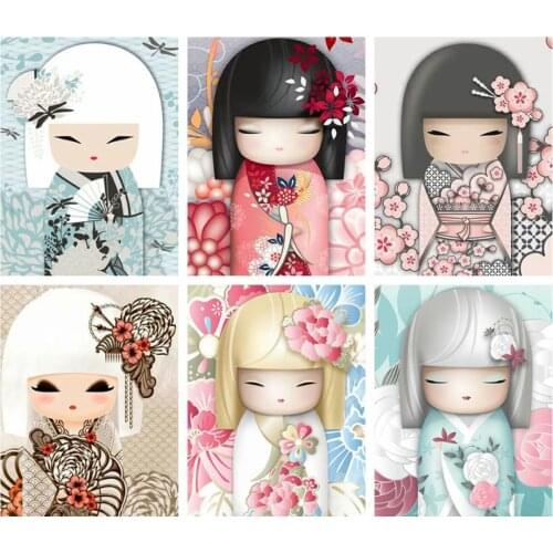 5D DIY Diamond Painting Kits Full Round With AB Drill Girl Embroidery Stitch Cartoon Picture Of Rhinestones Home Decor Gift Art