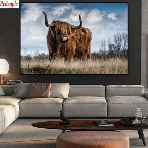 Diamond Painting Modern animal art, highland cattle Cross Stitch Diamond Mosaic Picture Of Embroidery crystal Beaded Handicraft