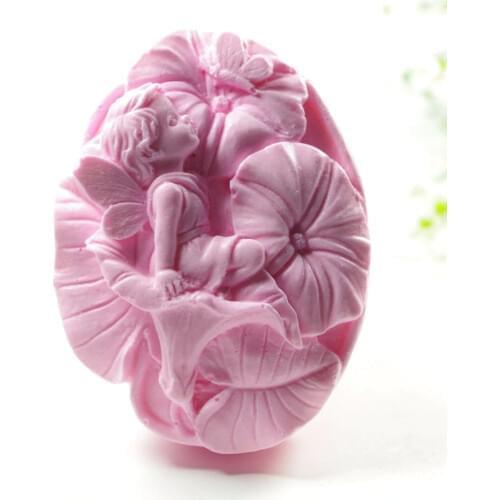 Angel Morning Glory Mould S423 Craft Art Silicone 3D Soap Mold Craft Molds DIY Handmade Candle Molds