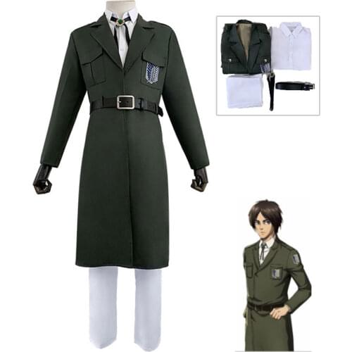 Attack on Titan Cosplay Rival Ackerman Costume Shingek No Kyojin Scouting Legion Soldier Coat Trench Jacket Uniform Men Outfit