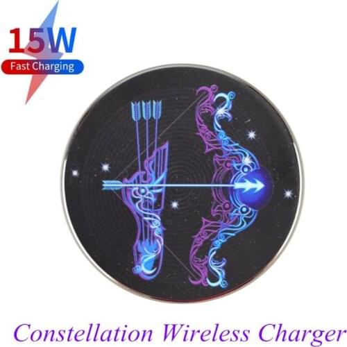 15W Wireless Charger For iPhone 12 12 Promax 11 Pro X XR Constellation Metal Fast Wireless Charging Pad For Samsung Note 9 8s