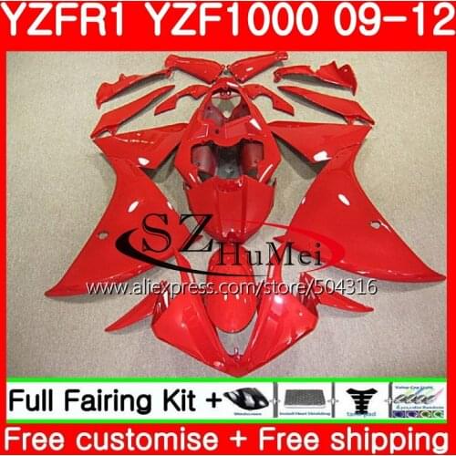 Bodys For YAMAHA YZF1000 Glossy red YZFR1 09 10 11 12 YZF-1000 77SH17 YZF-R1 YZF 1000 R 1 YZF R1 2009 2010 2011 2012 Fairings