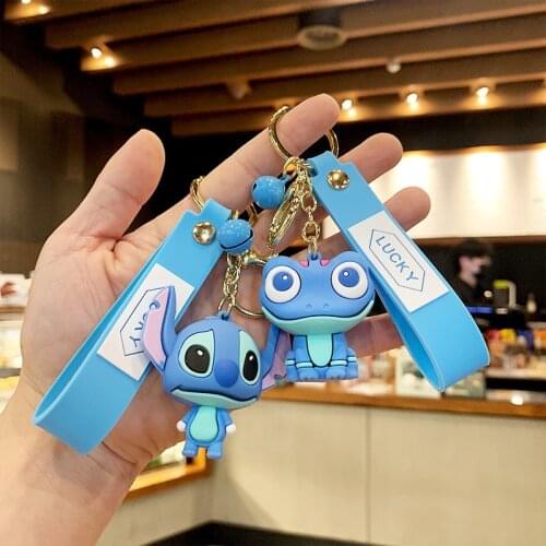 Anime Disney Stitch Creative Dolls Keychain Cartoon Lovely Bag Pendant Hanging Key Chain Circle Car Keyring