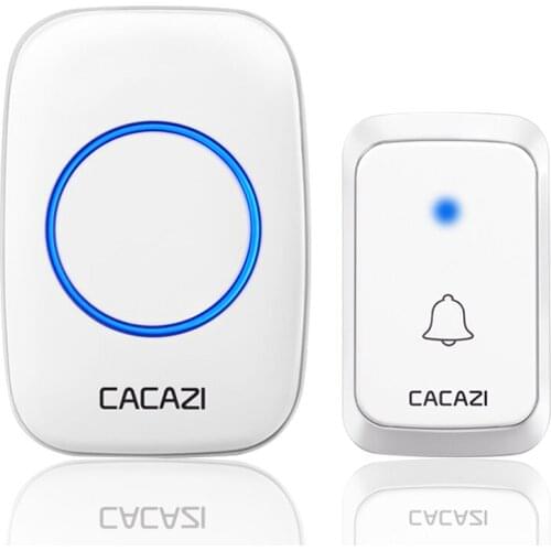 CACAZI Intelligent Waterproof Wireless Doorbell 1 2 Button 1 2 3 Receiver LED Light Home Cordless Calling Bell US EU UK AU Plug