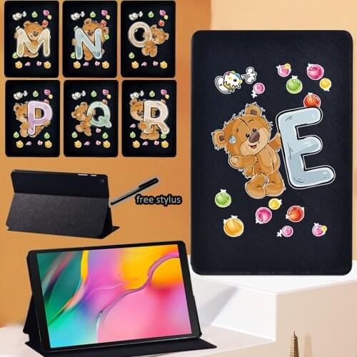 Cute Tablet Case for Samsung Galaxy Tab S4/Tab S5e 10.5"/Tab S6/Tab S6 Lite 10.4" P610 P615/Tab S7 Initial Name Flip Stand Cover