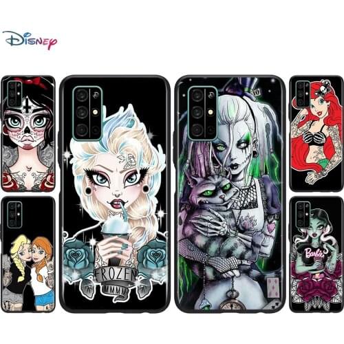 Tattoo Cartoon Princess Soft Black TPU Cover For Honor 20 30 20S 20E 30i 30S V20 V30 Lite Pro Plus 5G Phone Case Shell