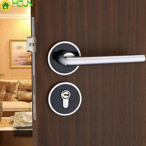 Black Space Aluminum Solid Lock Indoor Bedroom Lock Split type Bearing Mechanics Hold Hand Lock Hardware Lock