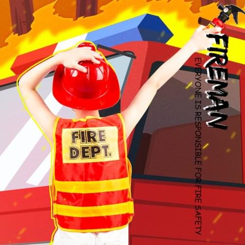Halloween Cosplay Kids Firefighter Uniform Children Fireman Role Clothing Suit Boy Girl Performance Party Costumes