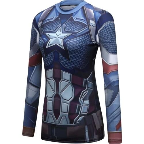 Factory Hot Sale Female Compression Women Long Sleeve Tshirt 3D Comicis Funny Women Tights