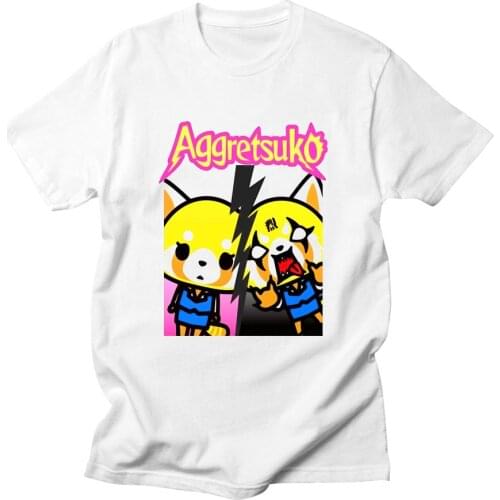 Aggretsuko T Shirt Women Printed Summer Anime Kawaii Sweet Cartoon T-shirt Fashion Casual Harajuku Cute Basic Tee Shirt Femme