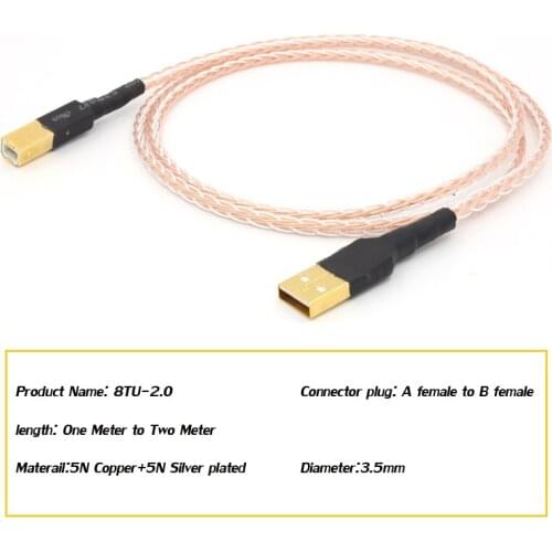 Hifi High Quality 5N OCC high purity copper plated silver cable Hifi USB Cable Type A to Type B Hifi Data Cable For DAC