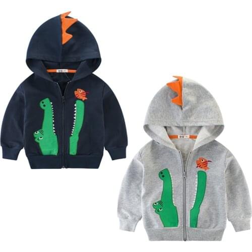 2020 New Boys Cotton Hoodies Cardigan Sweatshirt Spring Autumn Children Cartoon Dinosuar Kids Zipper Clothes 1-10 Years