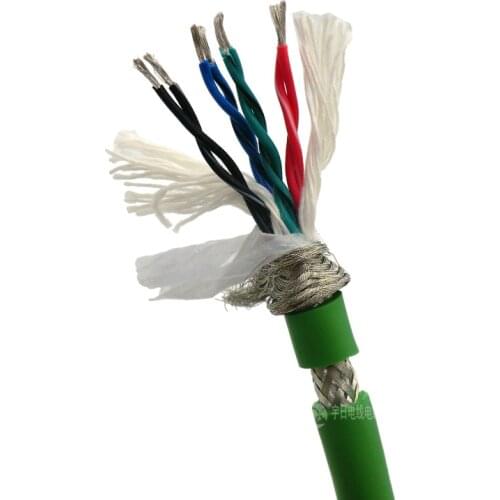 Drag Chain Data Cable 8 core 0.2, 0.3mm² 24, 22AWG Ultra High Flexible Shielded Twisted Pair Green Towline Wire 1m