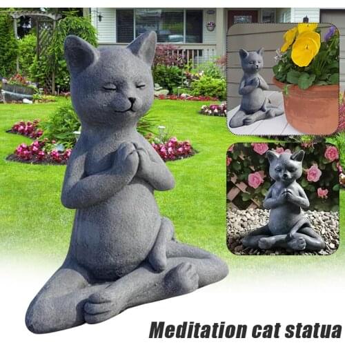 Collections Buddhas Cat Statue In Meditating Cat Figurine Pose For Spiritual Decor Dhyana Mudra Pose Yoga. decoration salon