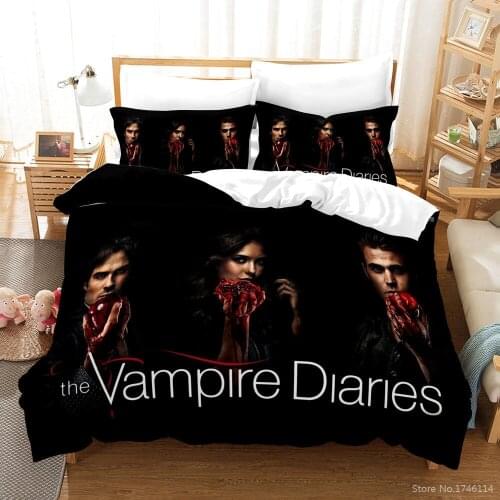 2/3pcs The Vampire Diaries 3D Bedding Set Twin Full Queen King Size Duvet Cover Pillowcase Set Comforter Cover Set Home Textile
