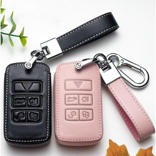 Leather Key Case Shell Car Key Cover for Land Rover Range Rover Sport Evoque Velar Discovery 5/Jaguar E-Pace 2018 2019
