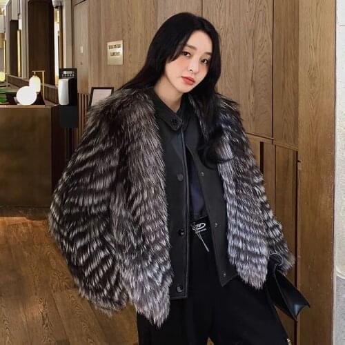 Rf21107 2021 Autumn Winter Real fox fur jacket with genuine sheep leather