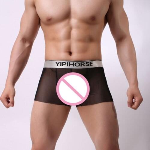 Best price Sexy Men Boxers gay Soft Breathable Underwear Male Comfortable Solid Panties Underpants Boxer shorts sexy Homme