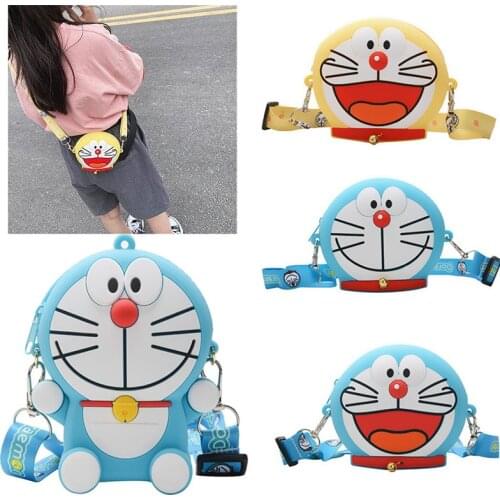 Cute Cartoon Doraemon Wallets Coin ID Card Lanyard Purses Girls Children Street Fashion Accessories Shoulder/Messenger Bags