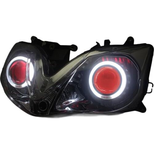 Motorcycle Fully Custom Headlight Assembly HID Projector Head Lamp For Honda CBR 600 F4i 01-07 w/ LED Angel Eyes Demon Eyes DRL