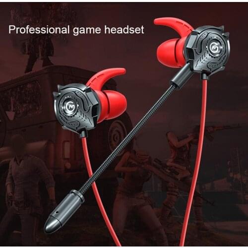G500 Earphone In Ear Stereo Sound with Microphone L-Shaped Wired Gaming In-ear Earphone with Mic for Tablets Durable