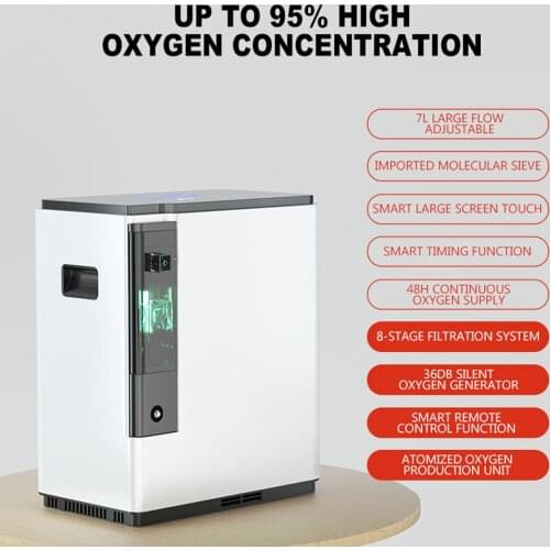 Portable Oxygen Concentrator 1-7L/min Adjustable Sleep Oxygen Machine Health Monitor Air Purifier Household Atomization LowNoise