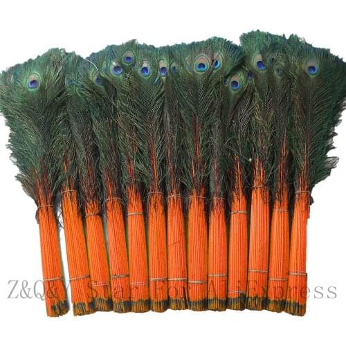 20-100 natural peacock hairs 80-90CM (32-36 inches) direct dyed orange DIY craft accessories clothing accessories feathers