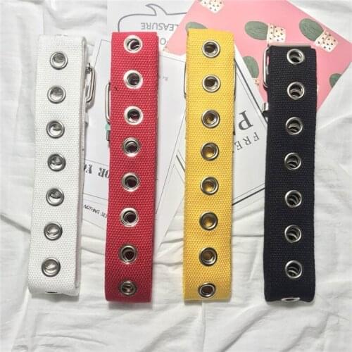 Ceinture Femme 2020 Korean Style Harajuku Solid Multi Circle All-match Yellow Belts For Women Fashion Canvas Buckle Belt