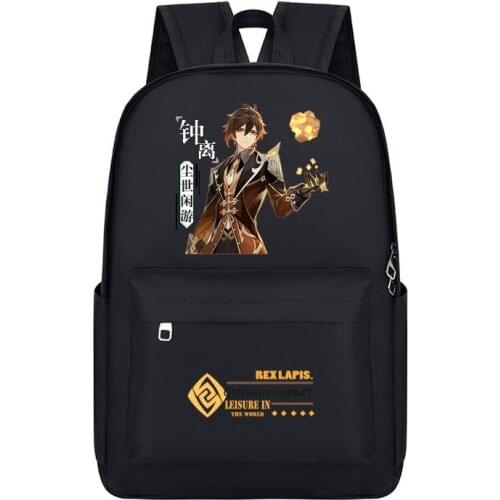 Game Genshin Impact Cosplay Klee Zhong Li Ke Qing Backpack School Bags Anime Genshin Impact Casual Print Bags For Girls CS723