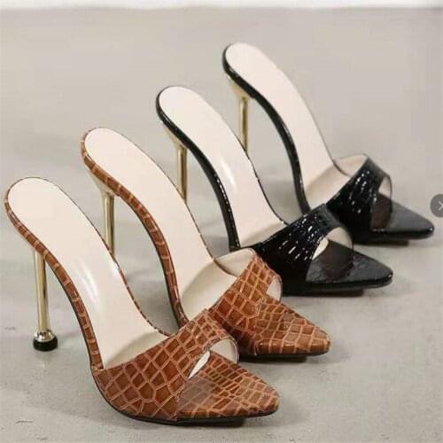 Sandals Women 2021 ZAR Luxury Brand Fashion High Heel Big Size Pointed Toe Serpentine Femme Slippers Sandalias de las mujeres