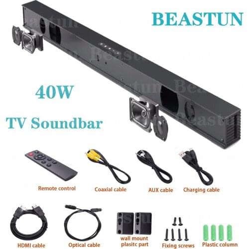 BEASTUN Soundbar TV Speaker Wired & Wireless Home Theater 40W Bluetooth Speaker with Subwoofer Support Optical Coaxial HDMI-ARC