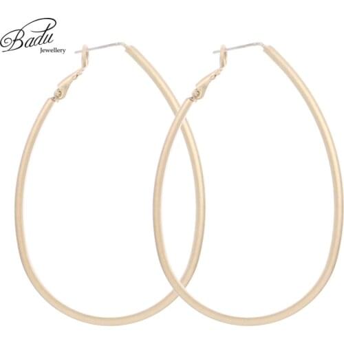 Badu Big Hollowing Geometric Hoop Earrings for Women Gold Punk Earring Exaggerated Jewelry Gift for Christmas Wholesale