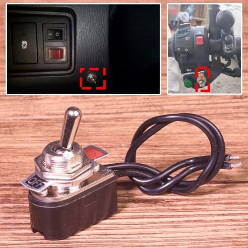 250V 10A Heavy Rocker Toggle Flick Switch ON/OFF Car Dash Light Metal 2pin With 15cm Cables SPST Control For Motorcycle Cars