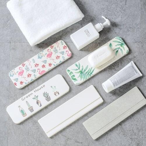 Washbasin Diatomite Coaster Bathroom Absorbent Pad Flamingo Plant cat Pattern Toothbrush Holder Soap Tray Storage