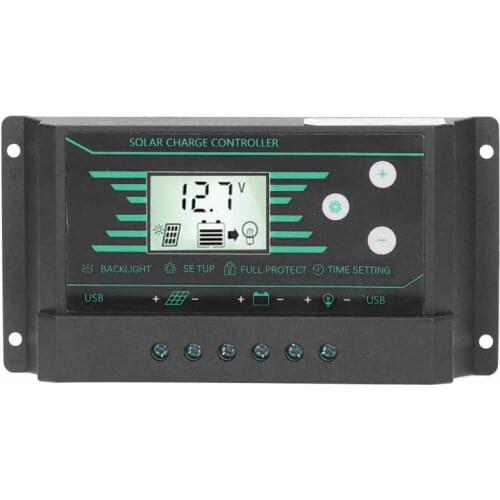 Solar Panel Regulator Charge Controller PWM Dual USB LCD Display 30A 12V/24V Charger Controller For Lamp