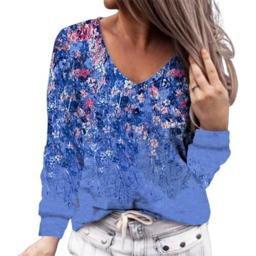 Flower Tee Shirts Clothing Plus Size 4XL Autumn New Fashion Women V-neck Flower Print Short Sleeve Casual Loose T-shirt Y2k Top