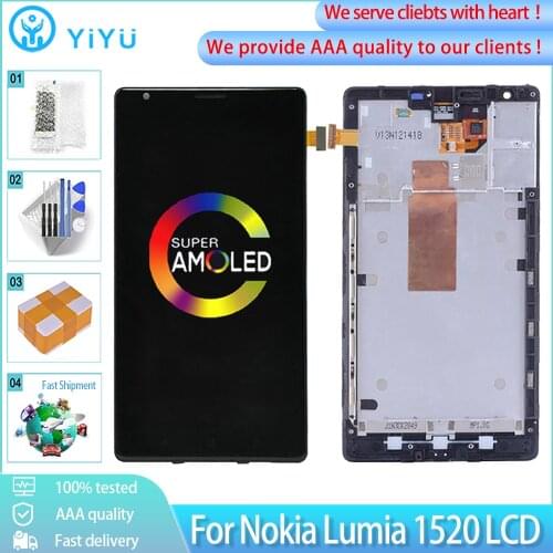 6.0" Original LCD For Microsoft Nokia Lumia 1520 RM-937 LCD Display Touch Screen 100% Tested With Frame Digitizer Replacement