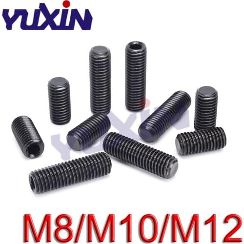 100Pcs/50Pcs/20Pcs M8 M10 M12*L Alloy Steel Grade 12.9 DIN913 High Tensile Flat Point Set Grub Screw