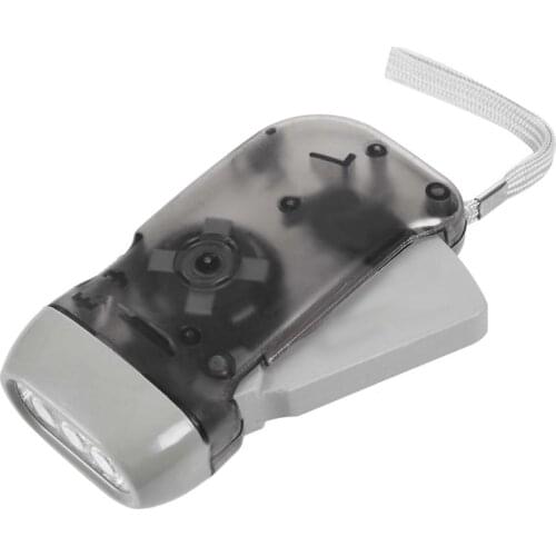3 LED Dynamo Wind Up Flashlight Torch Light Hand Press Camping grey
