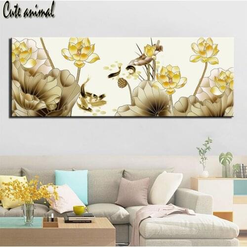 Chinese style diamond mosaic lotus Rhinestone of Pictures 5D diy Diamond Painting Full Square Round Diamond Embroidery set