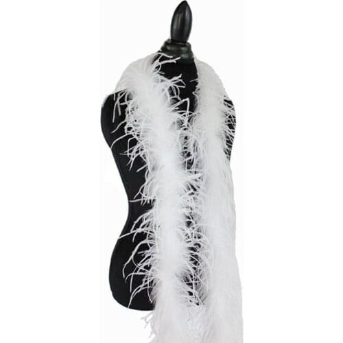 2 Meters White Ostrich Feather Boa Wedding Decoration Dance Apparel Feather Strip Shawl Ostrich Feathers for Crafts Trim Plumes