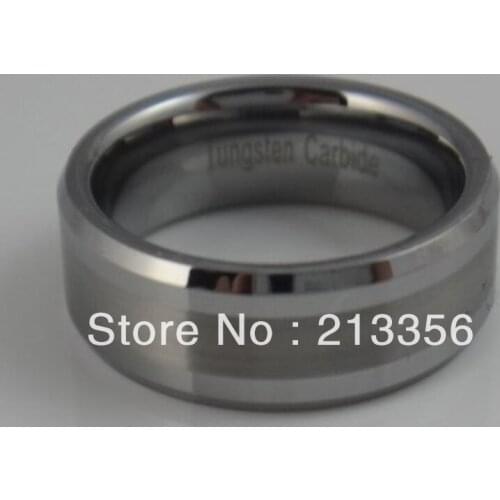 Free Shipping !Cheap Price Promotion Sales! USA Hot Selling Flat Top Brushed Center Mens Wedding Band Tungsten Ring With Edges