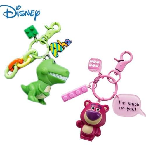 Disney Cute Stitch Keychain Winnie Lotso Action Figure Keyring Toys Kawaii Dolls Charmes Car Bag Pendant Key Chain Gift for Kids