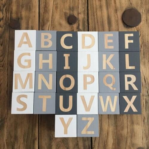 Cube Letter Wooden ins Wooden English Language Word Number Alphabet ABC Home Decoration Crafts Learn Toy for Baby Shooting Props