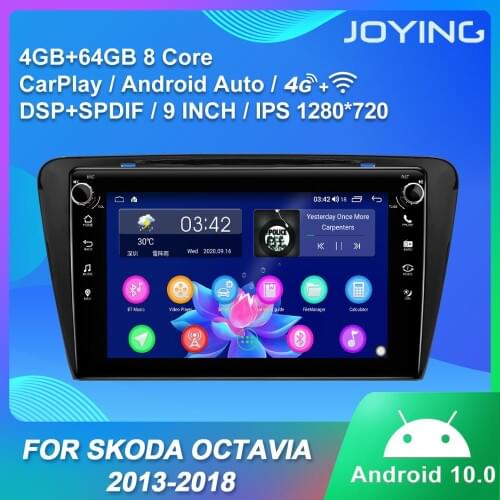 Android 10.0 head unit 8" IPS screen RDS 4GB RAM+64GB ROM support 4G&wireless carplay&Android auto for Skoda Octavia 2013-2018