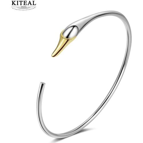 KITEAL 2020 new Lovely silver plated Gentlewoman charms bangle Swan ins bracelet charms