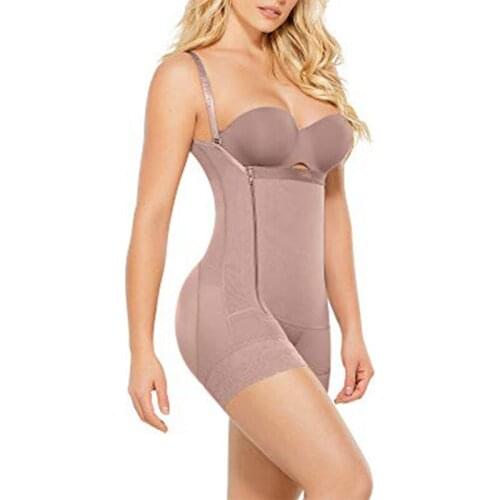 Postpartum Body Shaper Tummy Control Shapewear Women Open Bust Bodysuit Zipper Weight Loss Fajas Adjustable Straps