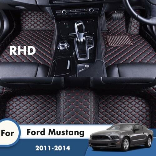 RHD Carpets For Ford Mustang 2014 2013 2012 2011 Car Floor Mats Artificial Leather Waterproof Styling Auto Interior Accessories